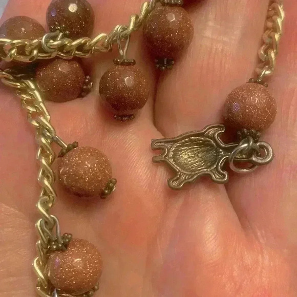 Natural  Goldstone vintage bracelet - Picture 3 of 4